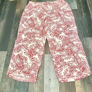Lane Bryant Pants Plus 22/24 Inseam 32 Drawstring Linen Blend NWT $60 Tropical